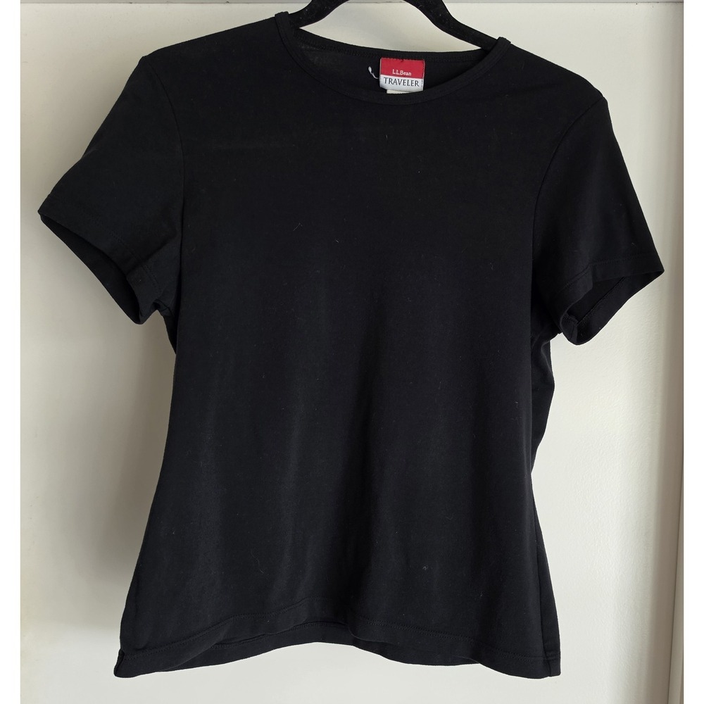 L.L. Bean Traveler T-Shirt XS Women's Black Short Sleeve Round Neck Solid